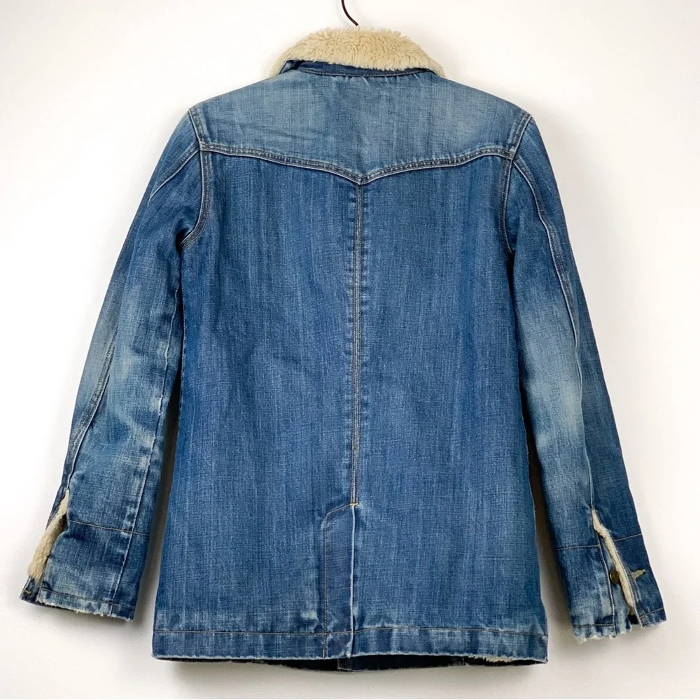 Y2K Earl Jean sherpa jacket Gilmore Girls style vintage denim jacket, size small - Picture 11 of 12